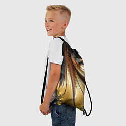 Рюкзак-мешок Черный с золотым фрактал Абстракция, цвет: 3D-принт — фото 2
