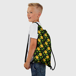 Рюкзак-мешок Желтые цветочки паттерн, цвет: 3D-принт — фото 2