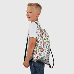 Рюкзак-мешок Птицы и цветы Разноцветный узор в дудл стиле, цвет: 3D-принт — фото 2