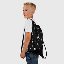 Рюкзак-мешок Нотные Знаки Белые на Черном, цвет: 3D-принт — фото 2