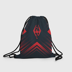 Рюкзак-мешок Красный Символ Skyrim на темном фоне со стрелками, цвет: 3D-принт