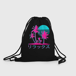Рюкзак-мешок Неоновые пальмы Иероглифы Neon Palm Tree, цвет: 3D-принт