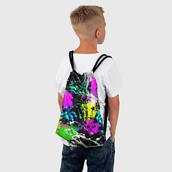 Рюкзак-мешок Разноцветные пятна краски на черном фоне, цвет: 3D-принт — фото 2