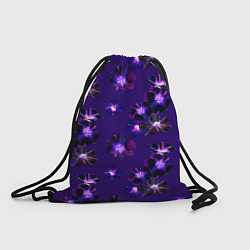 Мешок для обуви Цветы Фиолетовые Гибискус На Синем Фоне