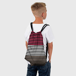 Рюкзак-мешок Красно-коричневый полосатый узор, цвет: 3D-принт — фото 2