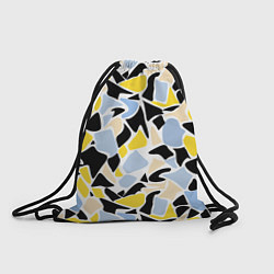 Рюкзак-мешок Абстрактный узор в желто-голубых тонах на черном ф, цвет: 3D-принт