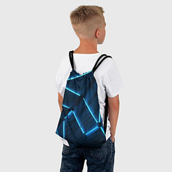 Рюкзак-мешок Неоновые лампы и кирпичный эффект - Голубой, цвет: 3D-принт — фото 2