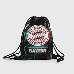 Рюкзак-мешок Bayern FC в стиле Glitch на темном фоне, цвет: 3D-принт