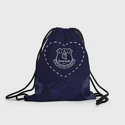 Рюкзак-мешок Лого Everton в сердечке на фоне мячей, цвет: 3D-принт