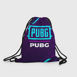 Рюкзак-мешок Символ PUBG в неоновых цветах на темном фоне, цвет: 3D-принт