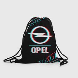 Рюкзак-мешок Значок Opel в стиле Glitch на темном фоне, цвет: 3D-принт