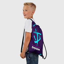 Рюкзак-мешок Символ Doom в неоновых цветах на темном фоне, цвет: 3D-принт — фото 2