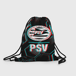 Рюкзак-мешок PSV FC в стиле Glitch на темном фоне, цвет: 3D-принт