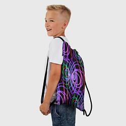 Рюкзак-мешок Неоновые круги и линии - Фиолетовый, цвет: 3D-принт — фото 2