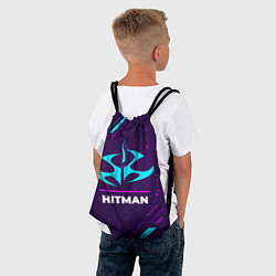 Рюкзак-мешок Символ Hitman в неоновых цветах на темном фоне, цвет: 3D-принт — фото 2