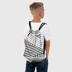 Рюкзак-мешок Полосатый узор в черно-белых цветах, цвет: 3D-принт — фото 2