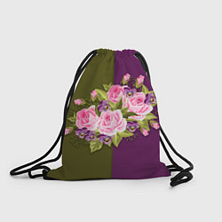 Рюкзак-мешок Нежные Розы на темном фоне, цвет: 3D-принт