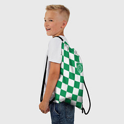 Рюкзак-мешок ФК Ахмат на фоне бело зеленой формы в квадрат, цвет: 3D-принт — фото 2