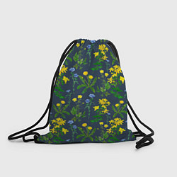 Рюкзак-мешок Одуванчики и другие полевые цветы - ботанический п, цвет: 3D-принт