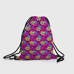 Рюкзак-мешок Цветочный узор на малиновом фоне, цвет: 3D-принт