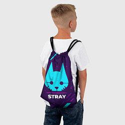Рюкзак-мешок Символ Stray в неоновых цветах на темном фоне, цвет: 3D-принт — фото 2