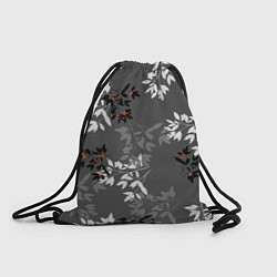 Рюкзак-мешок Черные и серые ветки с красными ягодами на темно-с, цвет: 3D-принт