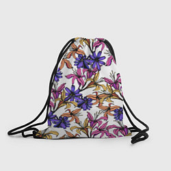 Рюкзак-мешок Цветы Разноцветные На Белом Фоне, цвет: 3D-принт