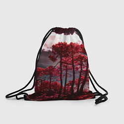 Мешок для обуви Абстрактные красные деревья и облака