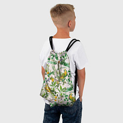 Рюкзак-мешок Желтые Попугаи С Цветами, цвет: 3D-принт — фото 2