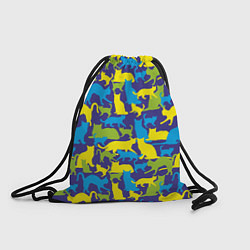 Рюкзак-мешок Синий кошачий камуфляж, цвет: 3D-принт