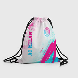 Рюкзак-мешок AC Milan neon gradient style: символ и надпись вер, цвет: 3D-принт