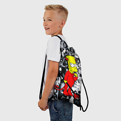 Рюкзак-мешок Барт Симпсон - чёрт на фоне своих подопечных, цвет: 3D-принт — фото 2
