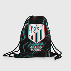 Рюкзак-мешок Atletico Madrid FC в стиле glitch на темном фоне, цвет: 3D-принт