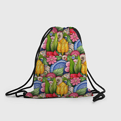 Рюкзак-мешок Тюльпаны объемные листья и цветы, цвет: 3D-принт