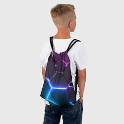 Рюкзак-мешок Фиолетовый градиент - неоновые геометрические плит, цвет: 3D-принт — фото 2