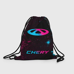 Рюкзак-мешок Chery - neon gradient: символ, надпись, цвет: 3D-принт