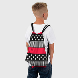 Рюкзак-мешок Red and black pattern with stripes and stars, цвет: 3D-принт — фото 2