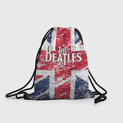 Рюкзак-мешок The Beatles - лого на фоне флага Великобритании, цвет: 3D-принт
