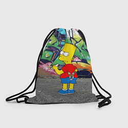 Рюкзак-мешок Хулиган Барт Симпсон на фоне стены с граффити, цвет: 3D-принт
