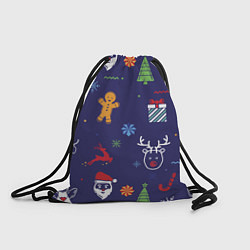 Рюкзак-мешок Новый год олени, ангелы, снежинки, цвет: 3D-принт