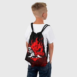 Рюкзак-мешок Cyberpunk 2077 - Логотип в огне, цвет: 3D-принт — фото 2