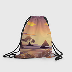Рюкзак-мешок Лодка в море на закате возле тропических островов, цвет: 3D-принт