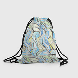 Рюкзак-мешок Акварельные полосы синие черные желтые, цвет: 3D-принт