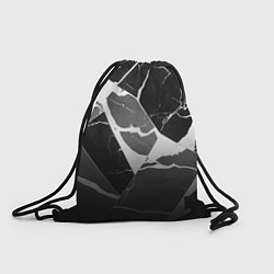 Рюкзак-мешок Черно-белый мрамор с трещинами, цвет: 3D-принт