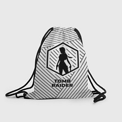 Рюкзак-мешок Символ Tomb Raider на светлом фоне с полосами, цвет: 3D-принт