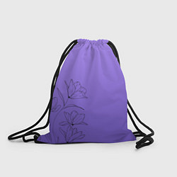 Рюкзак-мешок Красивый фиолетовый градиент с цветами, цвет: 3D-принт