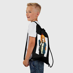 Рюкзак-мешок Человек-бензопила Пауэр в белом прямоугольнике, цвет: 3D-принт — фото 2