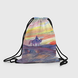 Рюкзак-мешок Одинокий всадник в степи на закате, цвет: 3D-принт