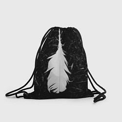 Рюкзак-мешок Белое перо на чёрном, цвет: 3D-принт