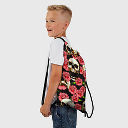 Рюкзак-мешок Черепа и розы, цвет: 3D-принт — фото 2